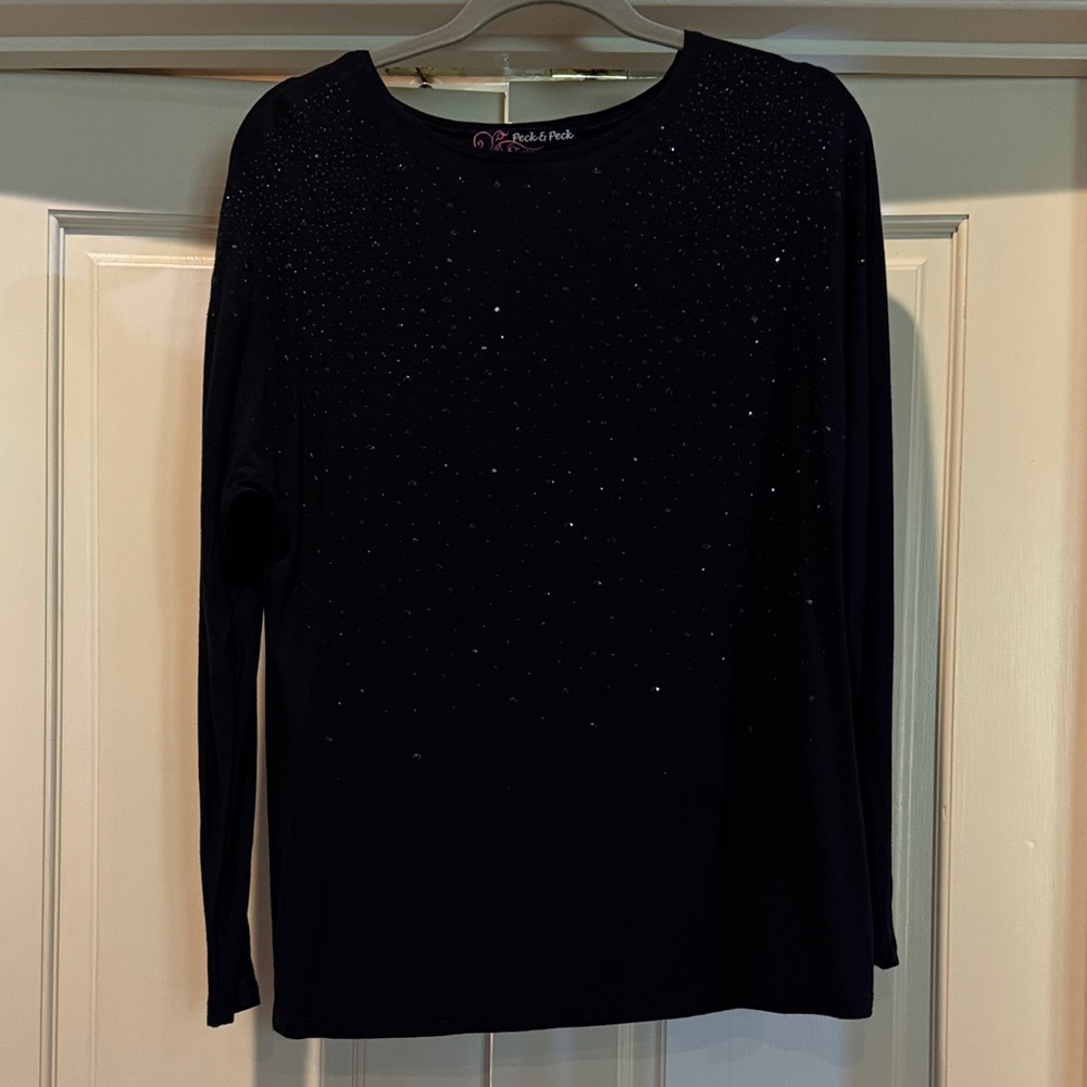 Peck & Peck Midnight Long Sleeve Tee with Shimmer